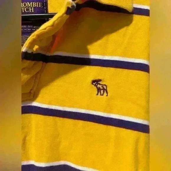Vntg y2k Abercrombie long sleeve stripe polo sz. Large EUC preppy casual - Picture 2 of 5